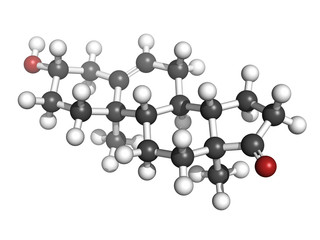 Dehydroepiandrosterone (DHEA, prasterone) steroid molecule, chem