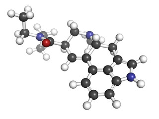 Lysergic acid diethylamide (LSD) hallucinogenic drug, molecular