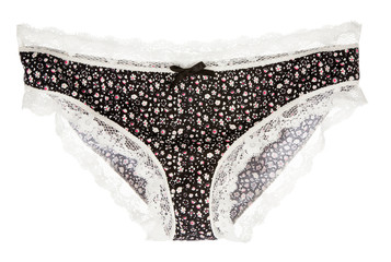 white lacework tiny flowers black panties