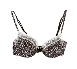 white lacework tiny flowers black bra