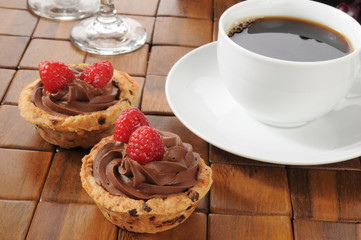 Coffee with chocolate mousse dessert cups