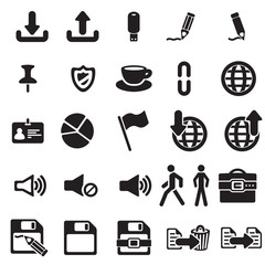 Vector black universal web icons set on white