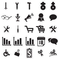 Vector black universal web icons set on white