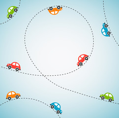 Abstract background with color cars. Vector