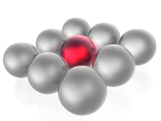 Red and grey spheres