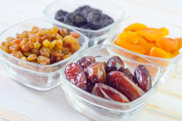 dried apricots, raisins and dates