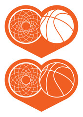 Basketball hoop  and ball in heart