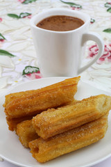 Spanish churros with hot chocolate