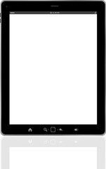 Tablet computer. Black frame tablet pc with white screen