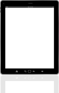 Tablet computer. Black frame tablet pc with white screen