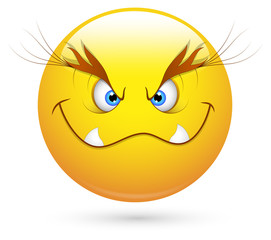 Smiley Vector Illustration - Evil Look Face