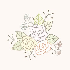 Floral bouquet. Vector background with roses.