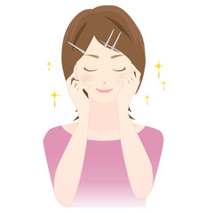 女性　顔のお手入れ