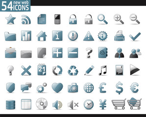 Set of 54 cold gray Web Icons for your internet sites