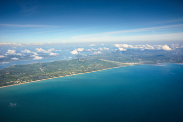 Aerial view of island coast