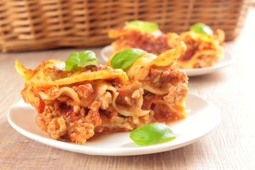 two portions of lasagne