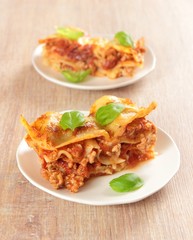 two portions of lasagne