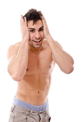 Fototapeta premium Surprised fitness guy