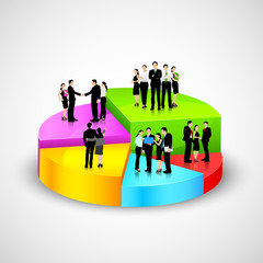 Business People standing over Pie Chart