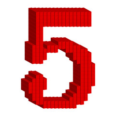 Obraz premium 5 数字 ３Ｄ 赤