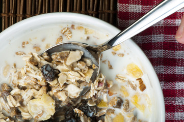 Muesli breakfast in a bowl