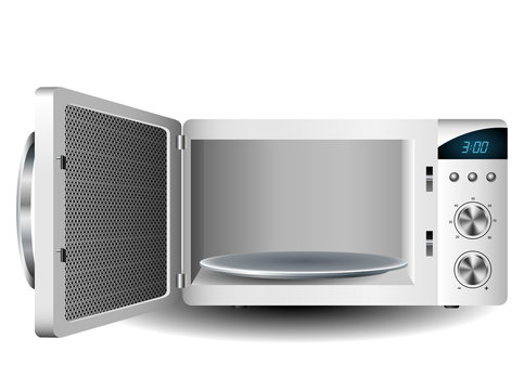 Microwave oven with open door