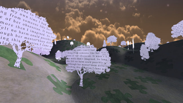 Paper trees with text in mystical landscape  from My own writing
