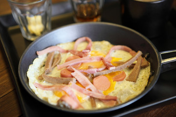 fried egg stuff with hot pan