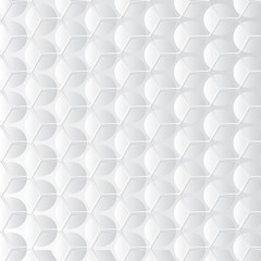 White background with hexagon and circle shapes