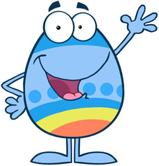 Smiling Colorful Easter Egg Cartoon Character