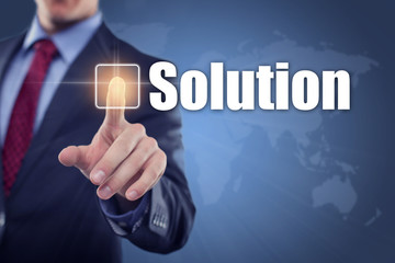 Man touching display Solution