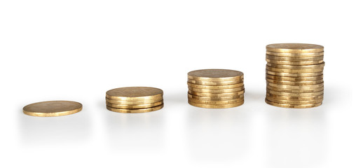 coin stack isolated on white