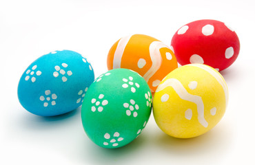 Fototapeta na wymiar Colorful easter eggs isolated over white