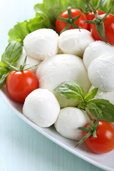 insalata di mozzarella e pomodori con basilico