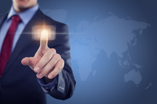 Man touching display