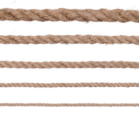 collection of various ropes on white background
