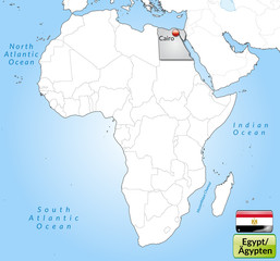 Übersichtskarte von Ägypten mit Landesflagge