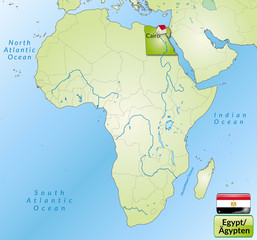 Übersichtskarte von Ägypten mit Landesflagge