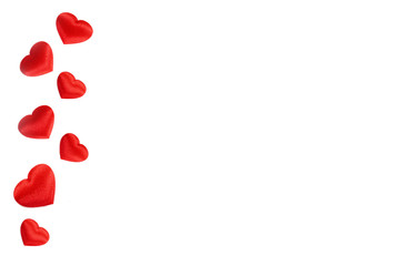 white background with red hearts satin