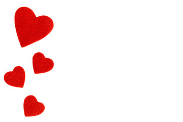 white background with a heart of felt