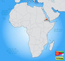 Übersichtskarte von Eritrea mit Landesflagge