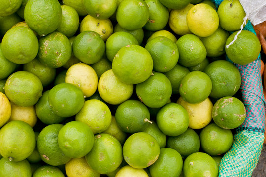fresh green limess at ecuador market