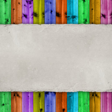 Blank paper sheet on colorful wooden background