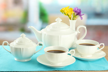 Beautiful tea service on table