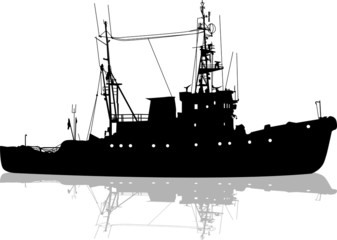 Ship silhouette on the sea