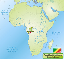 Übersichtskarte der Republik Kongo mit Gewässernetz
