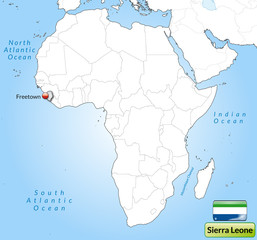 Obraz premium Übersichtskarte von Sierra Leone mit Landesflagge