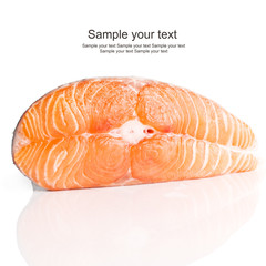 Slice of red fish salmon isolated on white surface