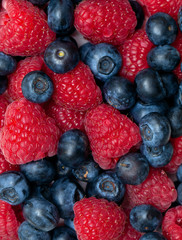 blueberries and raspberries
