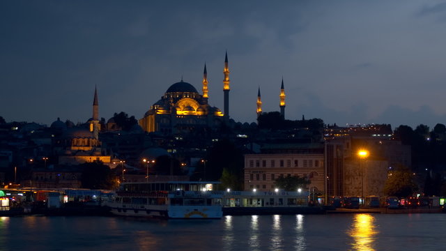 The Suleymaniye Mosque in the late evening